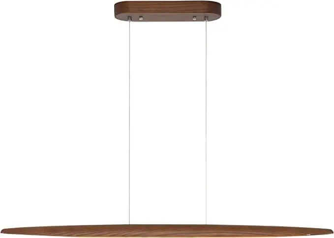 39" Wood Linear Pendant Light LED Dimmable Hanging Light Fixture Dinning Room Light Island Lights 24w for Dining Room Kitchen Island Bar Walnut Color The Luxe Loft