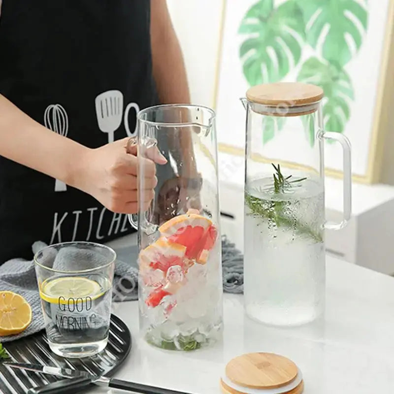 1.7L Glass Water Pitcher with Handle - The Luxe Loft