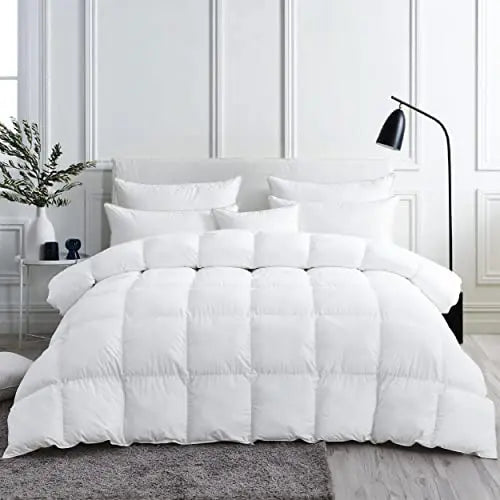 Luxurious White Solid Heavy Weight  Goose Feathers Down Comforter The Luxe Loft