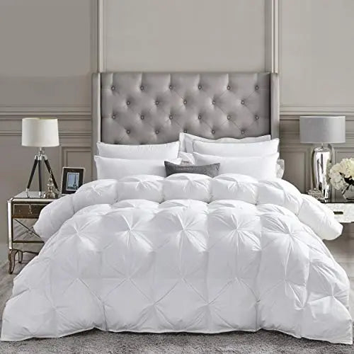 Luxurious White Solid Heavy Weight  Goose Feathers Down Comforter The Luxe Loft