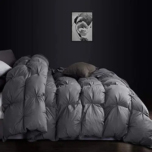 Luxurious White Solid Heavy Weight  Goose Feathers Down Comforter The Luxe Loft