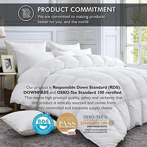 Luxurious White Solid Heavy Weight  Goose Feathers Down Comforter The Luxe Loft