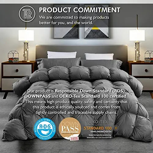 Luxurious White Solid Heavy Weight  Goose Feathers Down Comforter The Luxe Loft