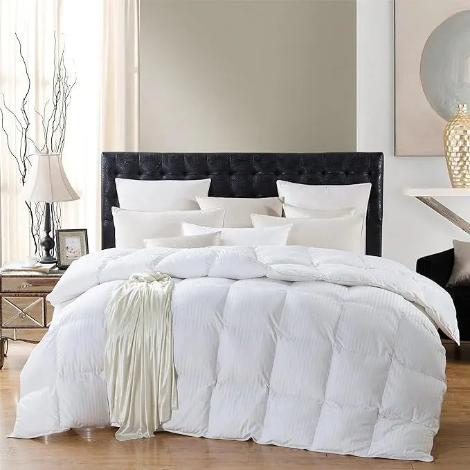 Luxurious White Solid Heavy Weight  Goose Feathers Down Comforter The Luxe Loft