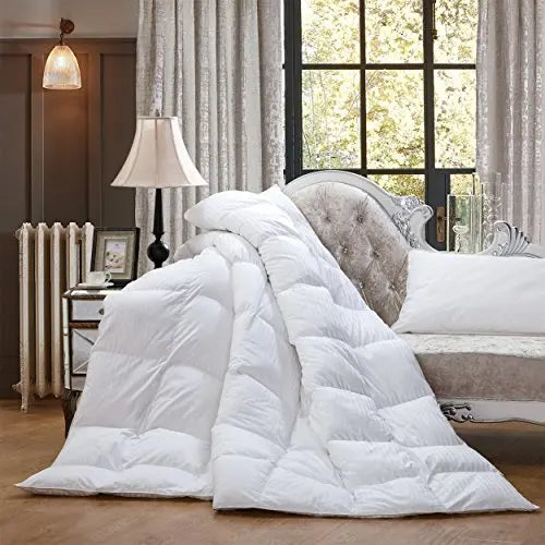 Luxurious White Solid Heavy Weight  Goose Feathers Down Comforter The Luxe Loft