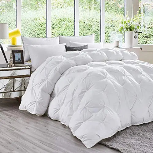 Luxurious White Solid Heavy Weight  Goose Feathers Down Comforter The Luxe Loft