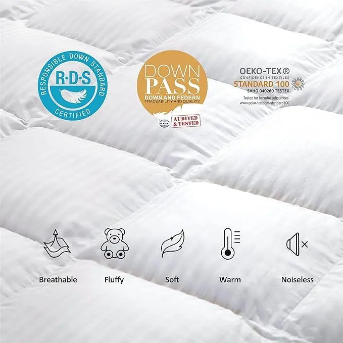 Luxurious White Solid Heavy Weight  Goose Feathers Down Comforter The Luxe Loft