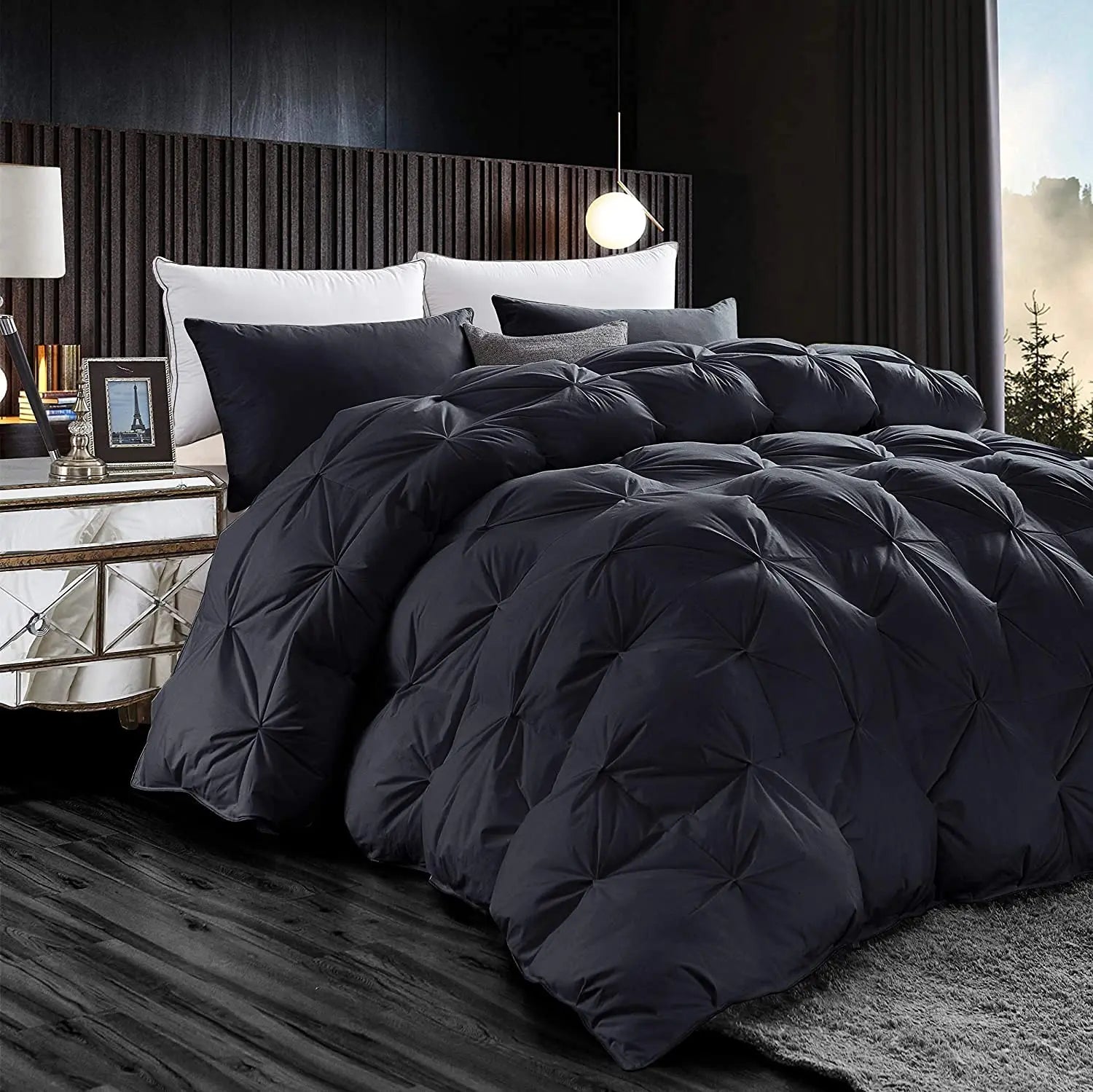 Luxurious White Solid Heavy Weight  Goose Feathers Down Comforter The Luxe Loft