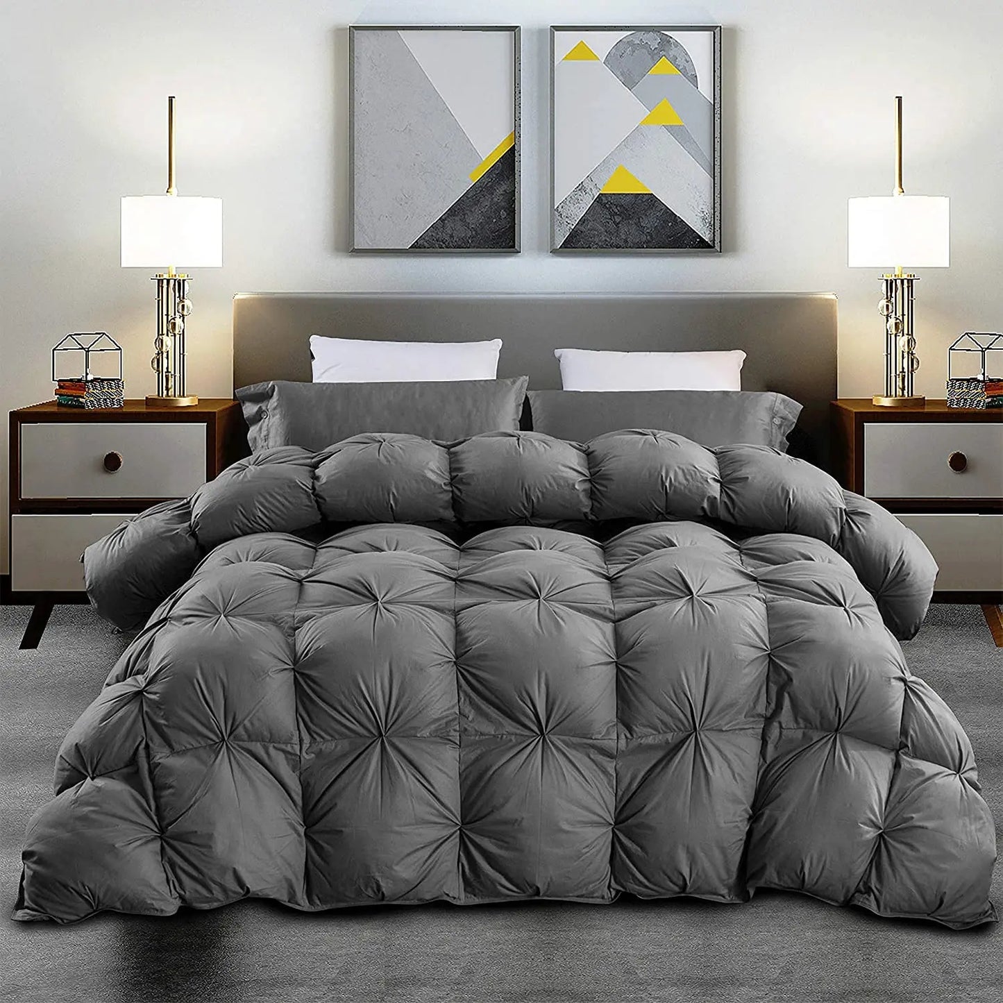 Luxurious White Solid Heavy Weight  Goose Feathers Down Comforter The Luxe Loft