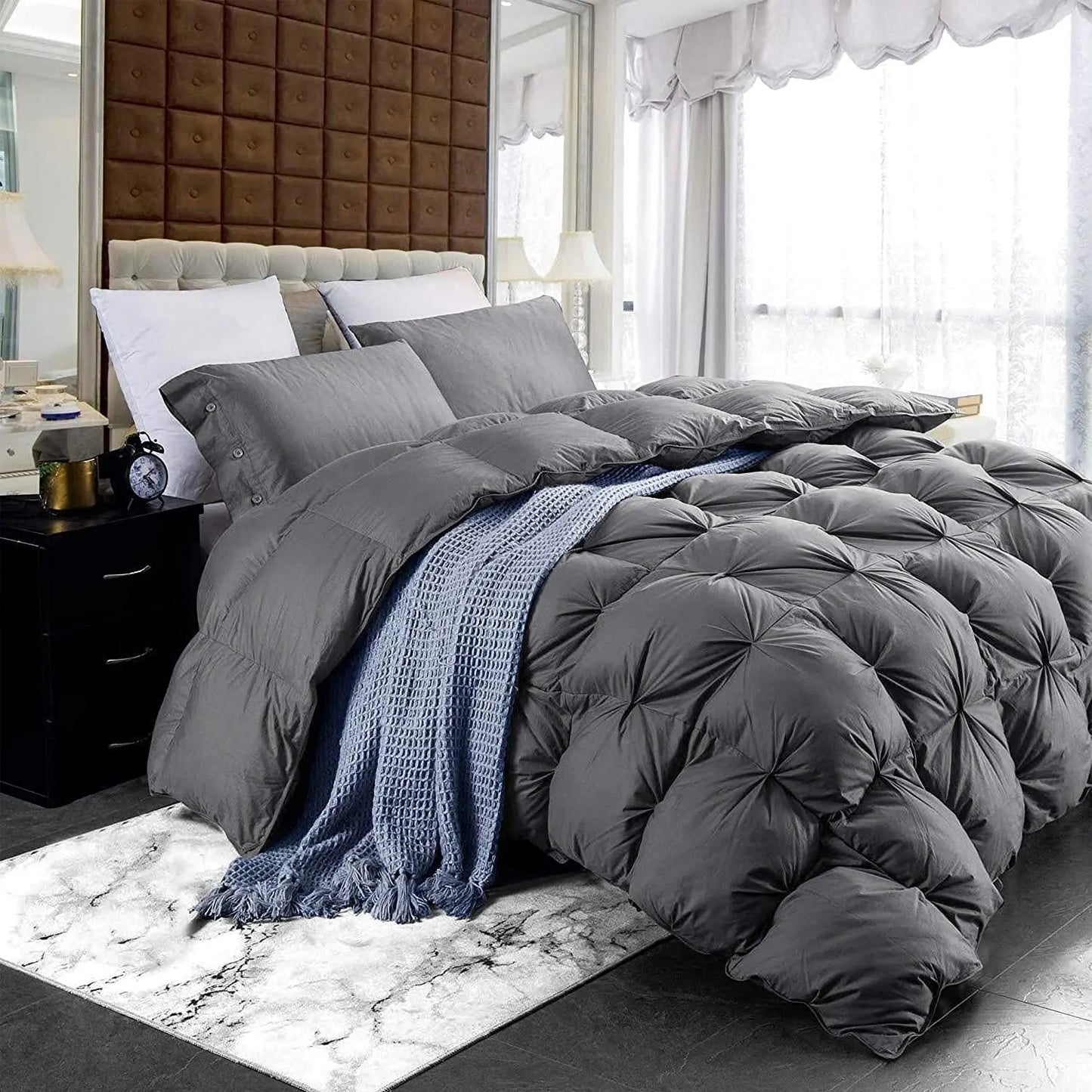 Luxurious White Solid Heavy Weight  Goose Feathers Down Comforter The Luxe Loft