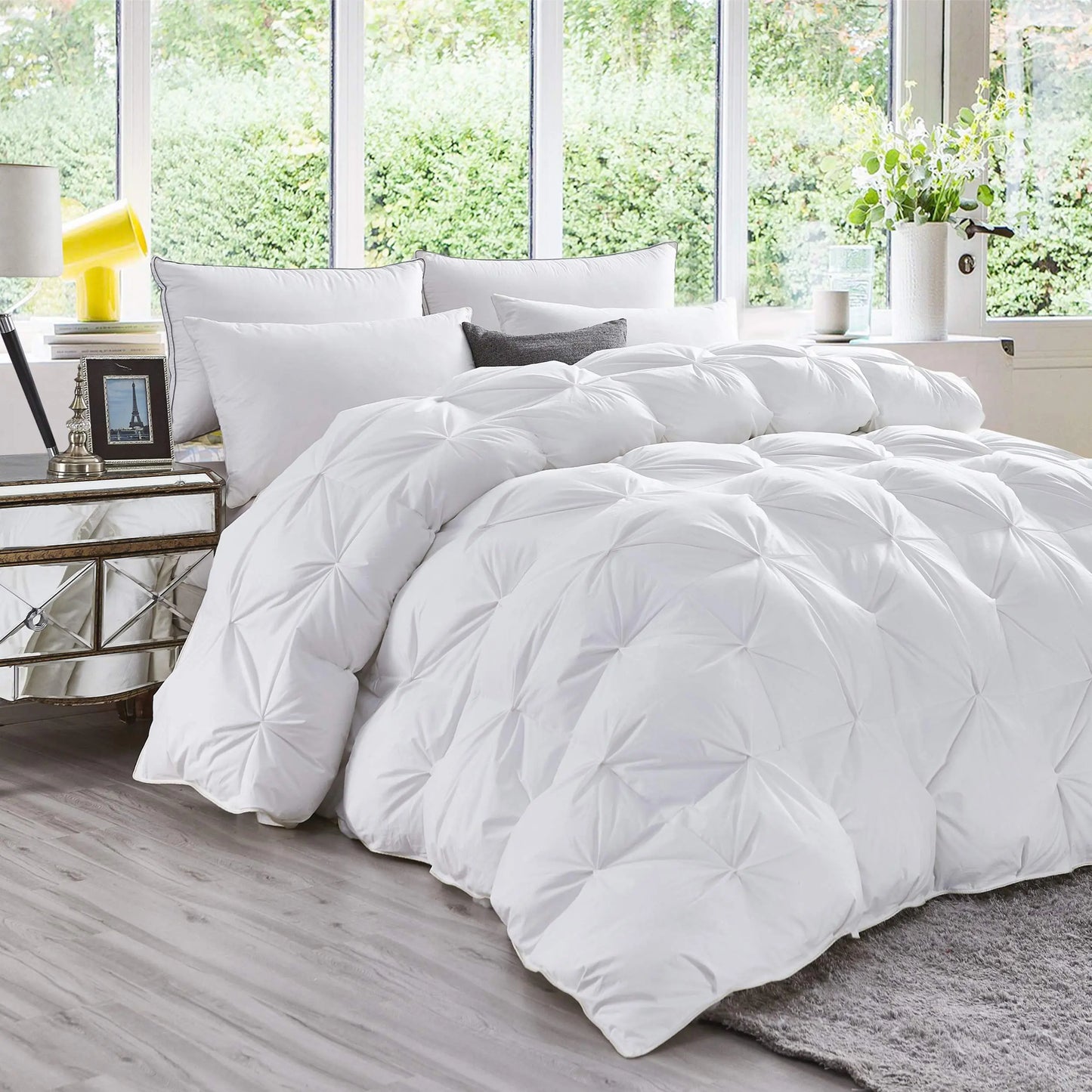 Luxurious White Solid Heavy Weight  Goose Feathers Down Comforter The Luxe Loft