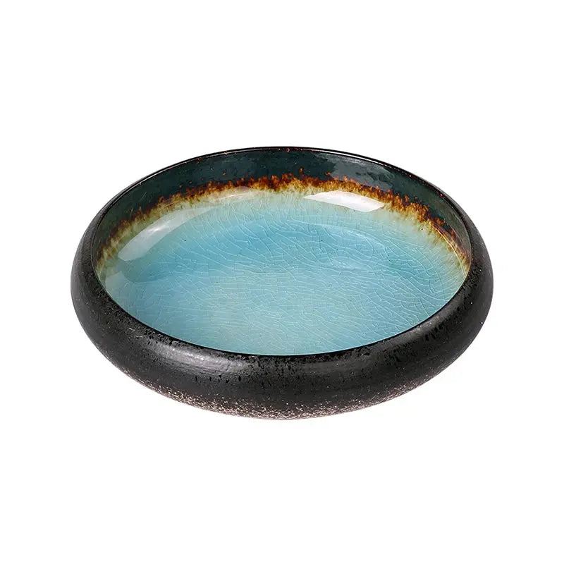 Creative Kiln Ice Split Glaze Ceramic Plate theluxeloft