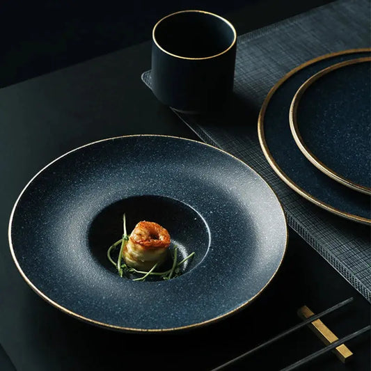 Gold Edge Ceramic Plate theluxeloft