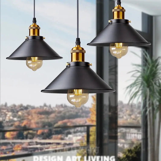 Black Vintage Industrial Pendant Light theluxeloft