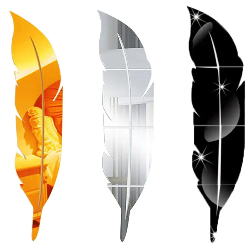 DIY Feather Plume 3D Mirror Wall Sticker theluxeloft