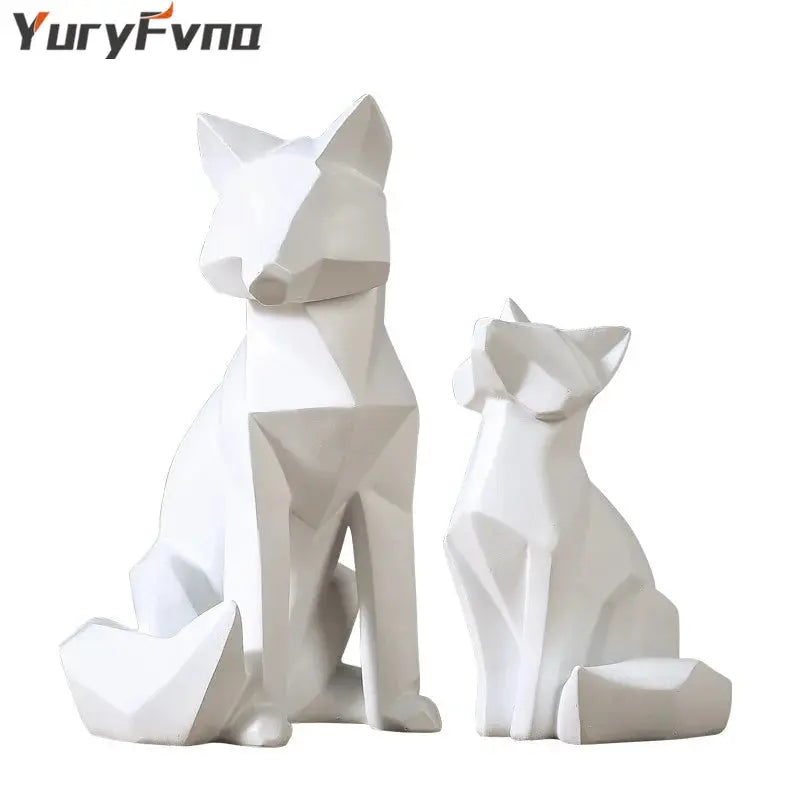 Simple White Geometric Fox Statue theluxeloft