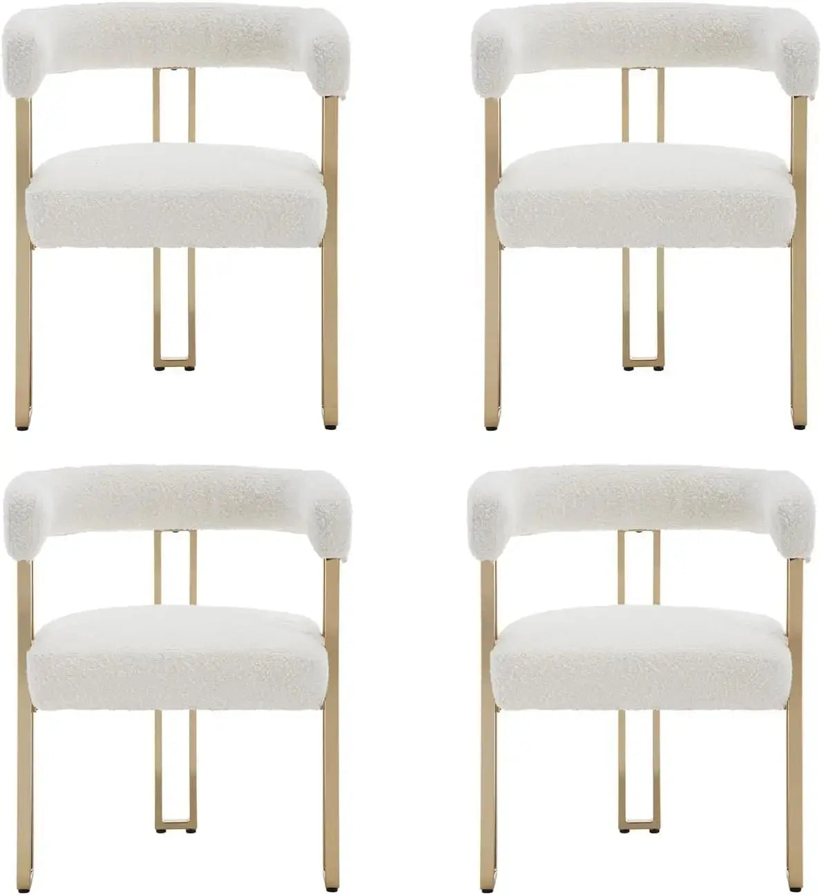 Dining Chairs Set of 4, a gold metal frame, Faux Fur Armchairs Modern Golden Metal Kitchen Chairs for Dining Room Living Room The Luxe Loft