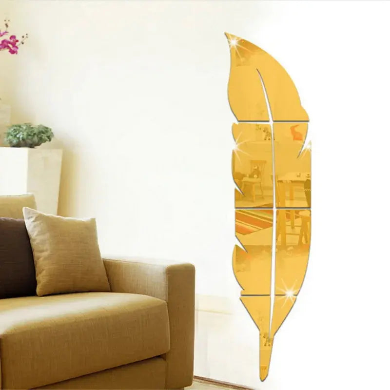 DIY Feather Plume 3D Mirror Wall Sticker theluxeloft