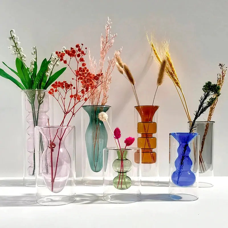 Double Layer Colored Glass Vase theluxeloft