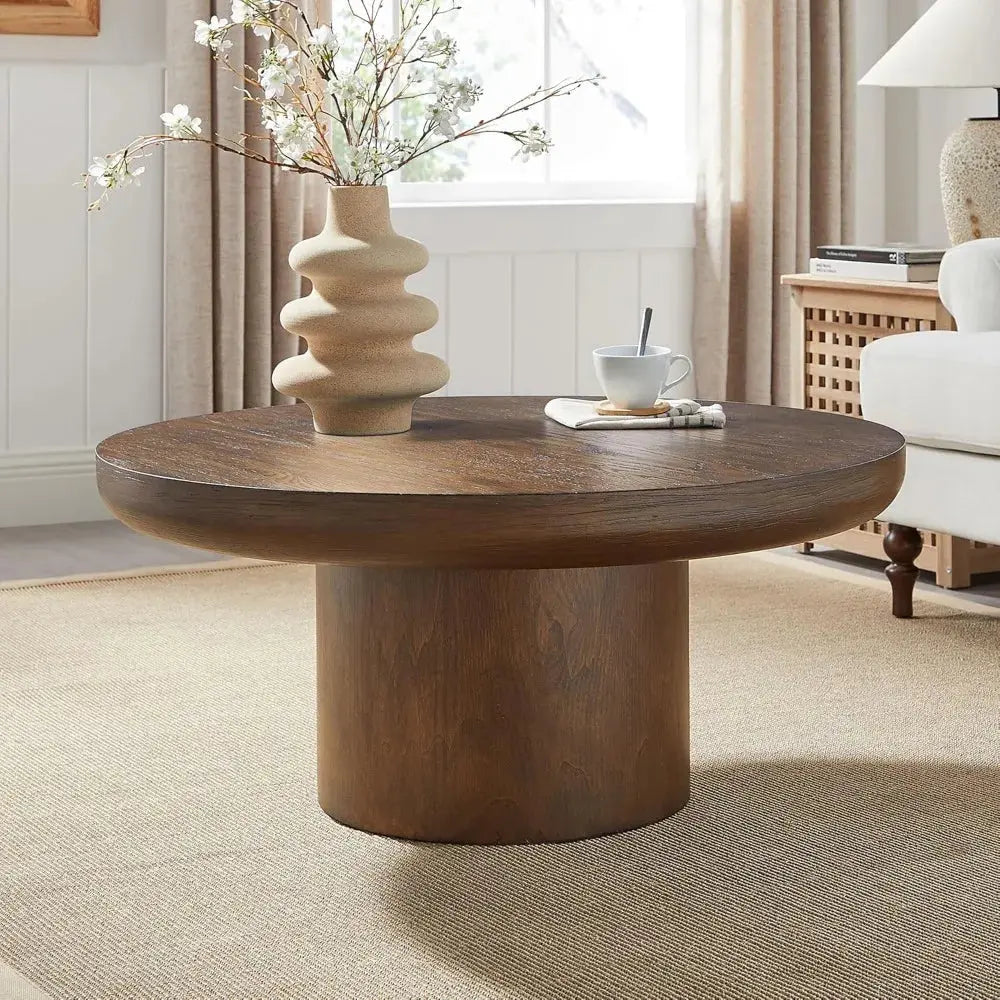 Round Wood Coffee Table The Luxe Loft