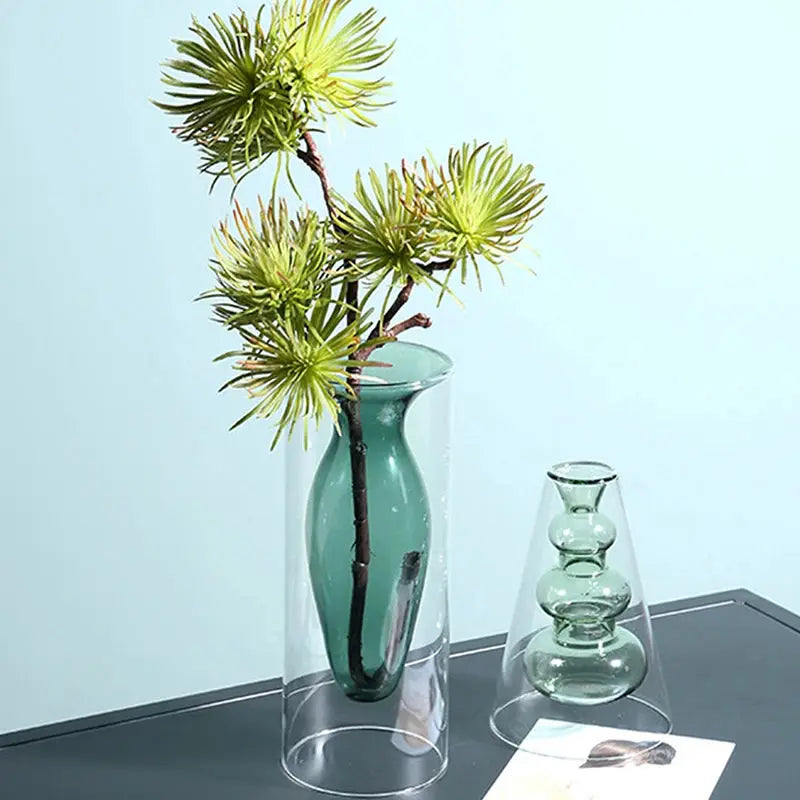 Double Layer Colored Glass Vase theluxeloft