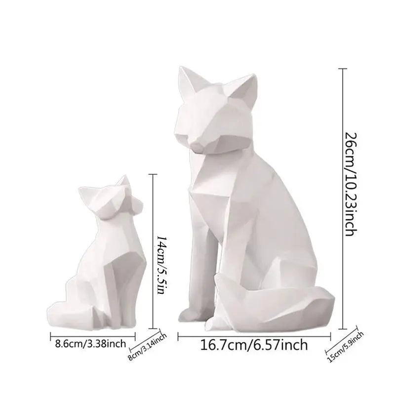 Simple White Geometric Fox Statue theluxeloft