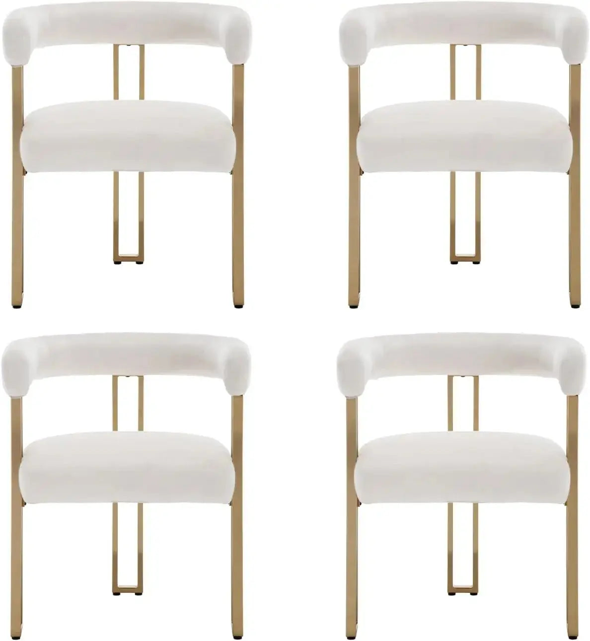 Dining Chairs Set of 4, a gold metal frame, Faux Fur Armchairs Modern Golden Metal Kitchen Chairs for Dining Room Living Room The Luxe Loft