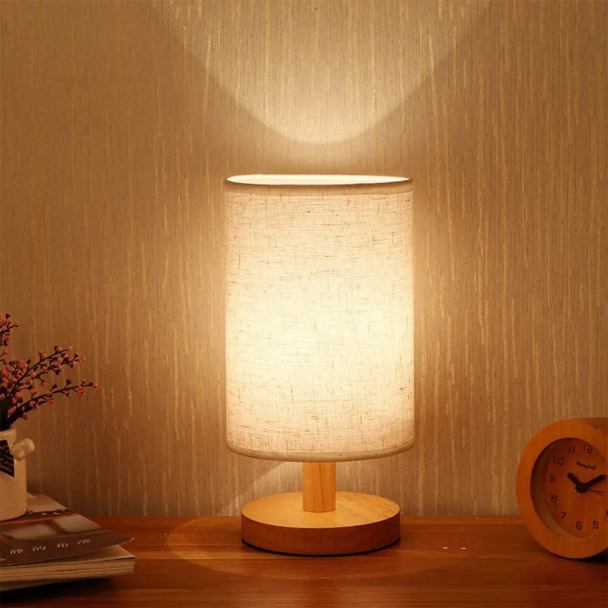 Cylinder Wooden Table Lamp theluxeloft