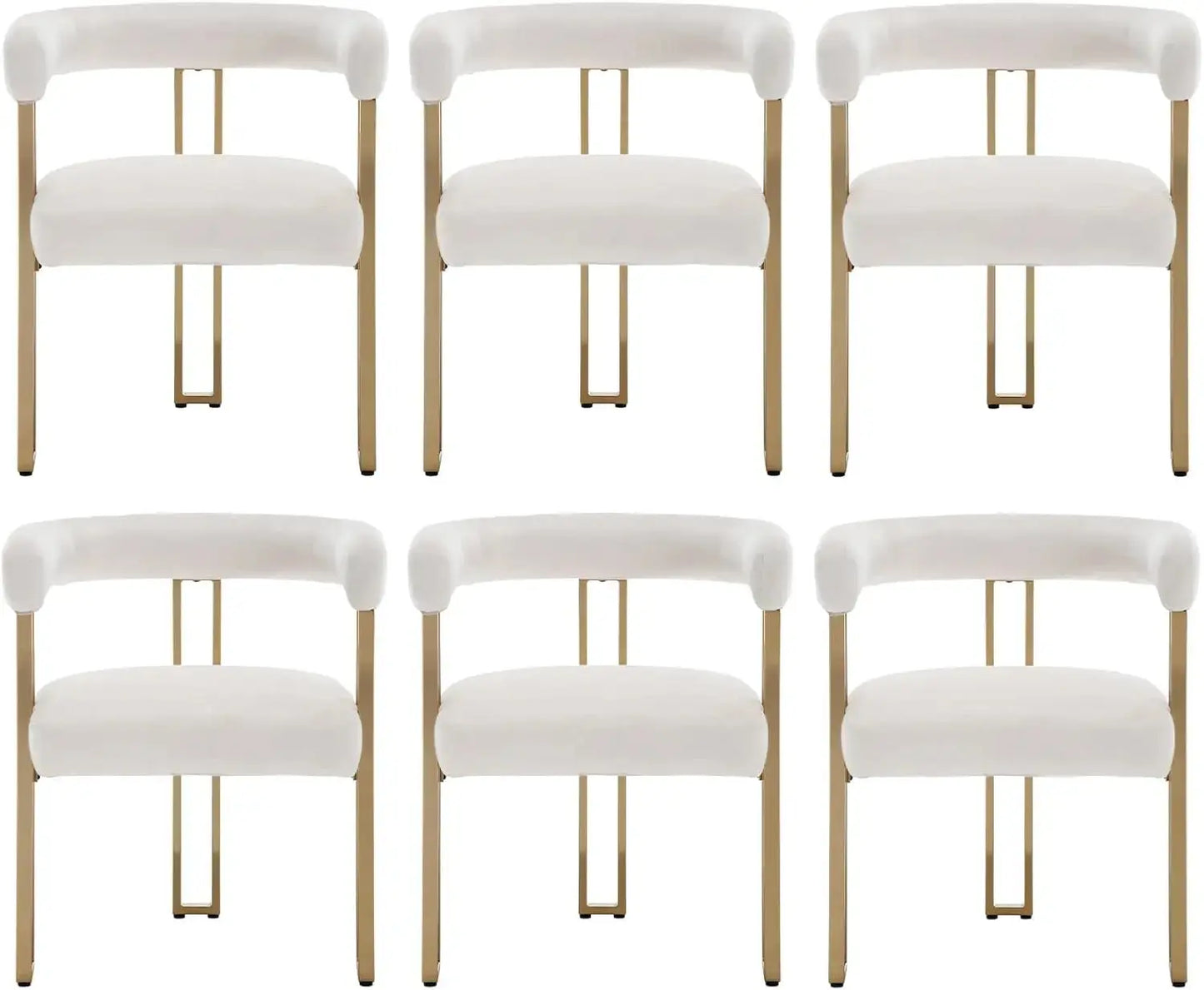 Dining Chairs Set of 4, a gold metal frame, Faux Fur Armchairs Modern Golden Metal Kitchen Chairs for Dining Room Living Room The Luxe Loft