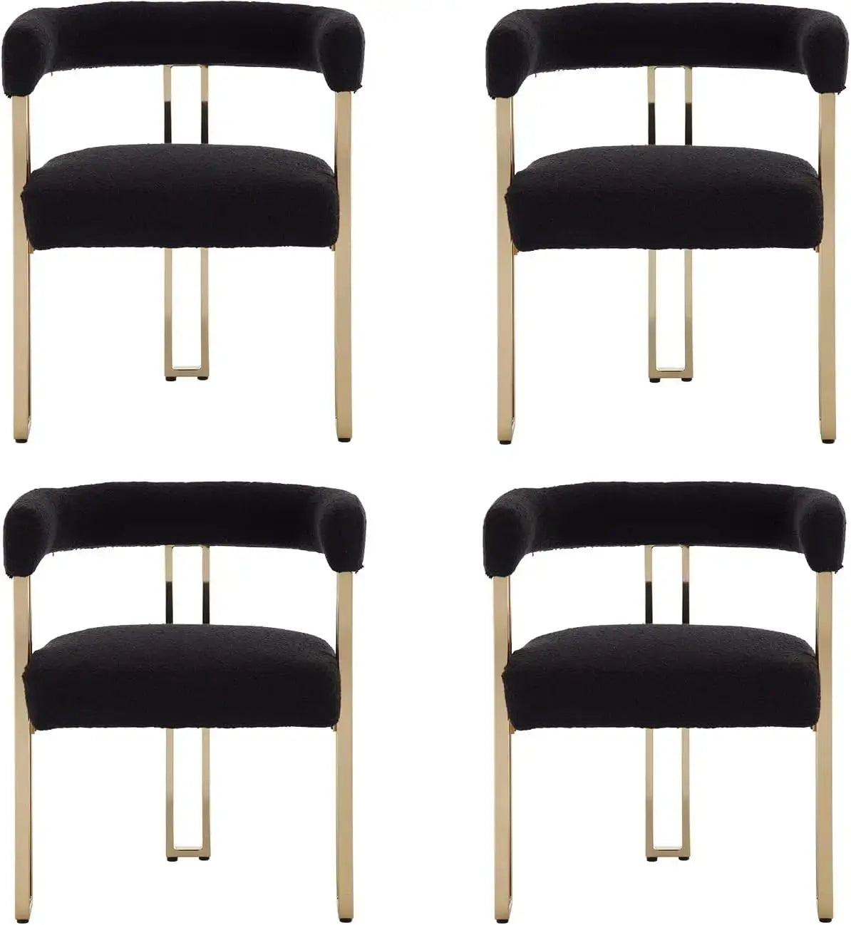 Dining Chairs Set of 4, a gold metal frame, Faux Fur Armchairs Modern Golden Metal Kitchen Chairs for Dining Room Living Room The Luxe Loft