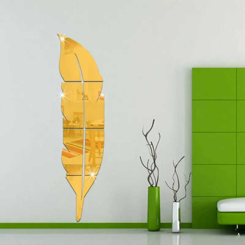 DIY Feather Plume 3D Mirror Wall Sticker theluxeloft