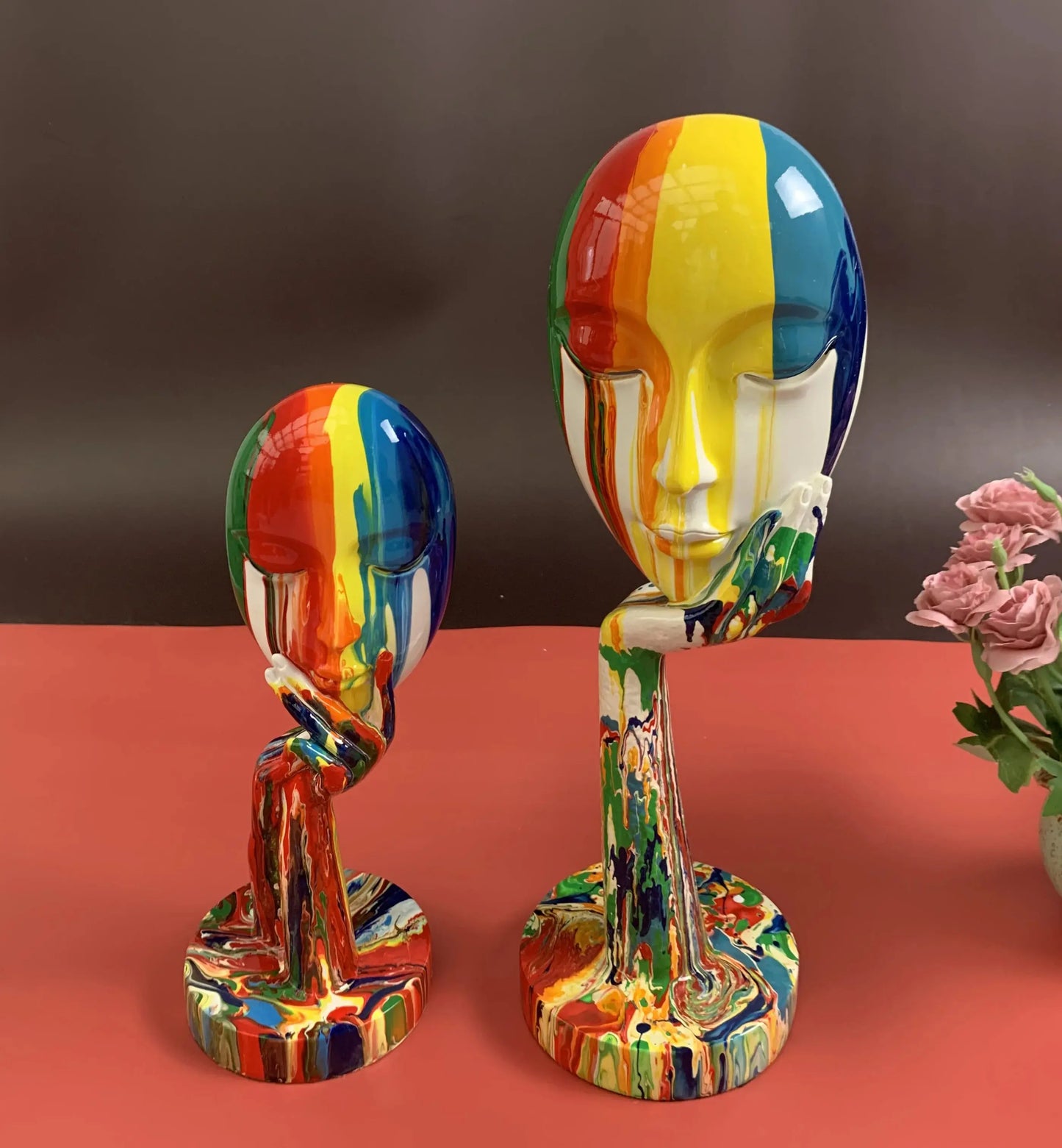 Creative Painted Colorful Woman Face Statues theluxeloft