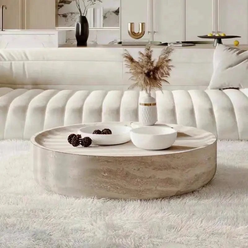 Wabi Sand wind travertine coffee table The Luxe Loft