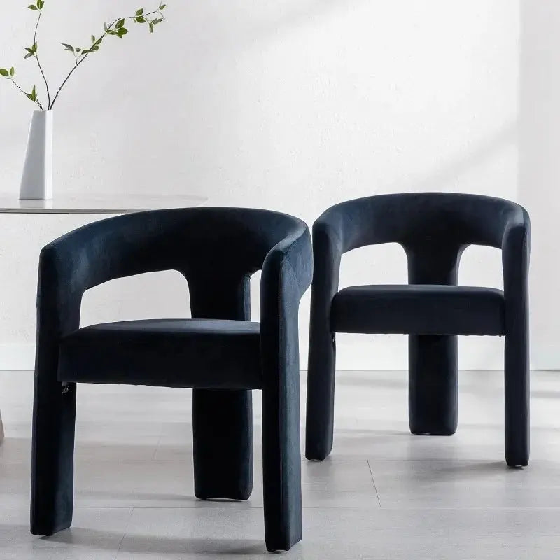 Black Modern Barrel Dining Chairs Set of 2 The Luxe Loft