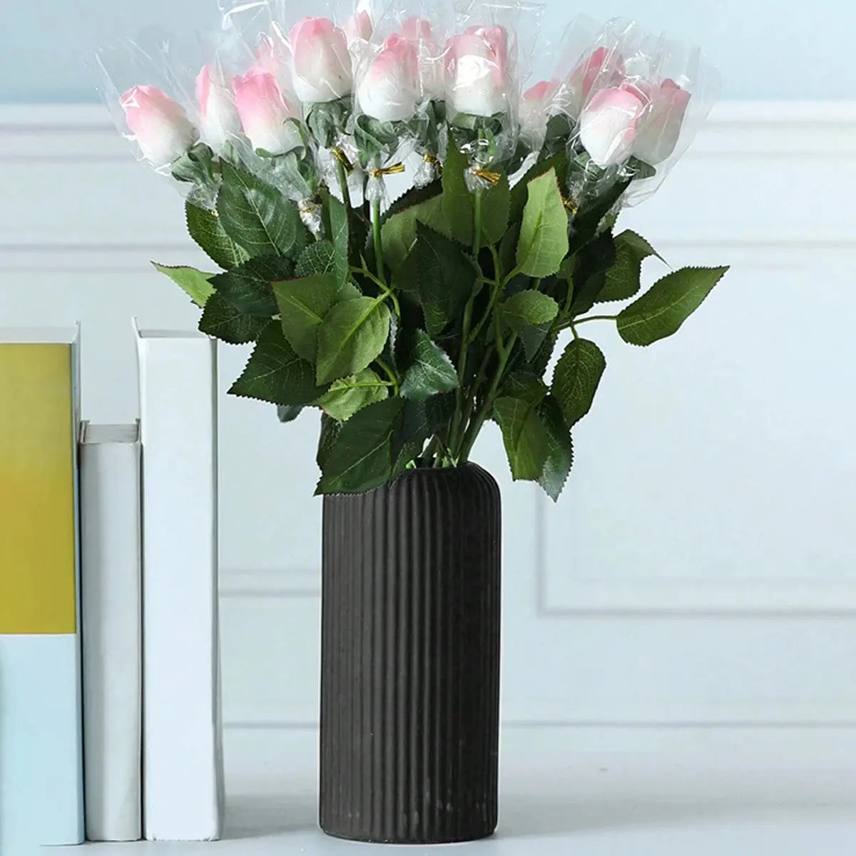 Striped Ceramic Look Vase theluxeloft