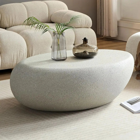 43.3" Oval Coffee Table Rock Pattern Center Table The Luxe Loft