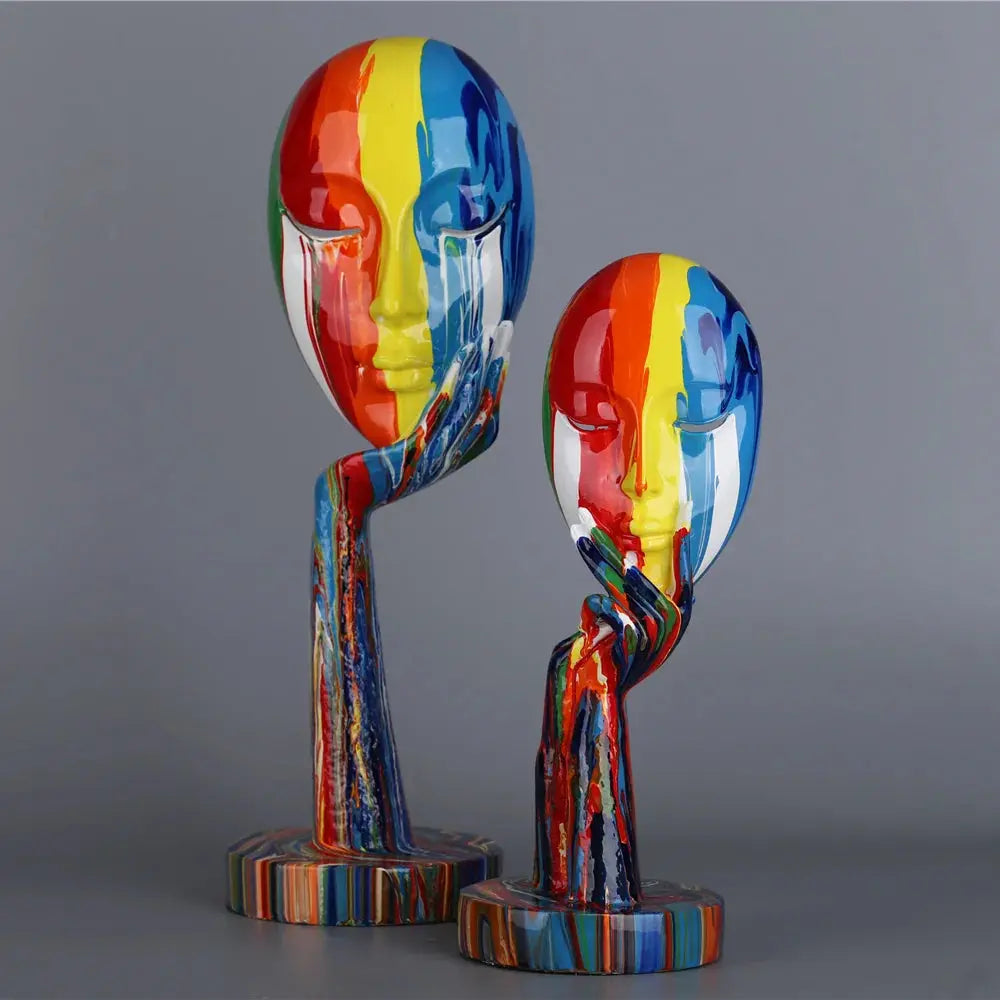 Creative Painted Colorful Woman Face Statues theluxeloft