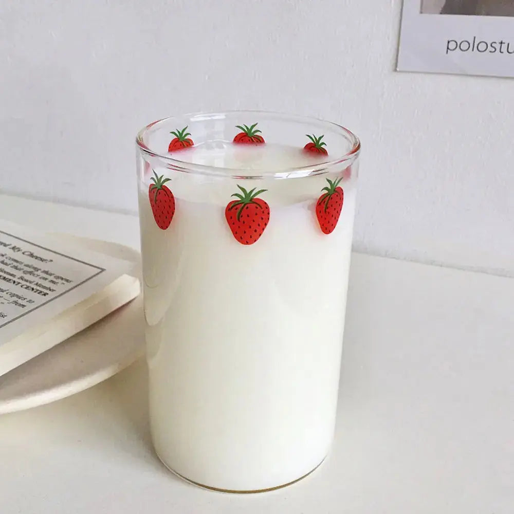 Strawberry Cute Glass With Straw theluxeloft