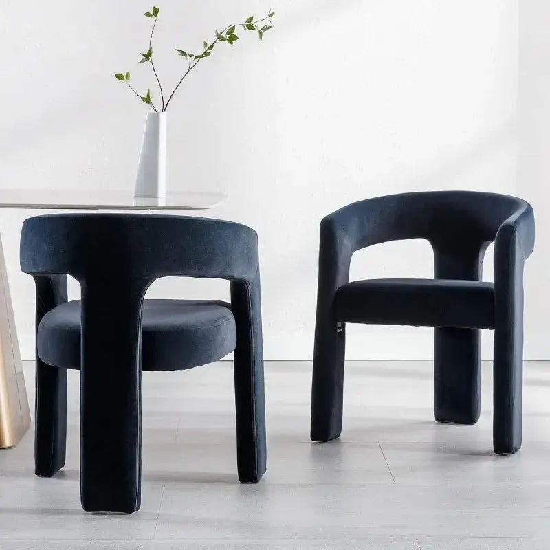 Black Modern Barrel Dining Chairs Set of 2 The Luxe Loft