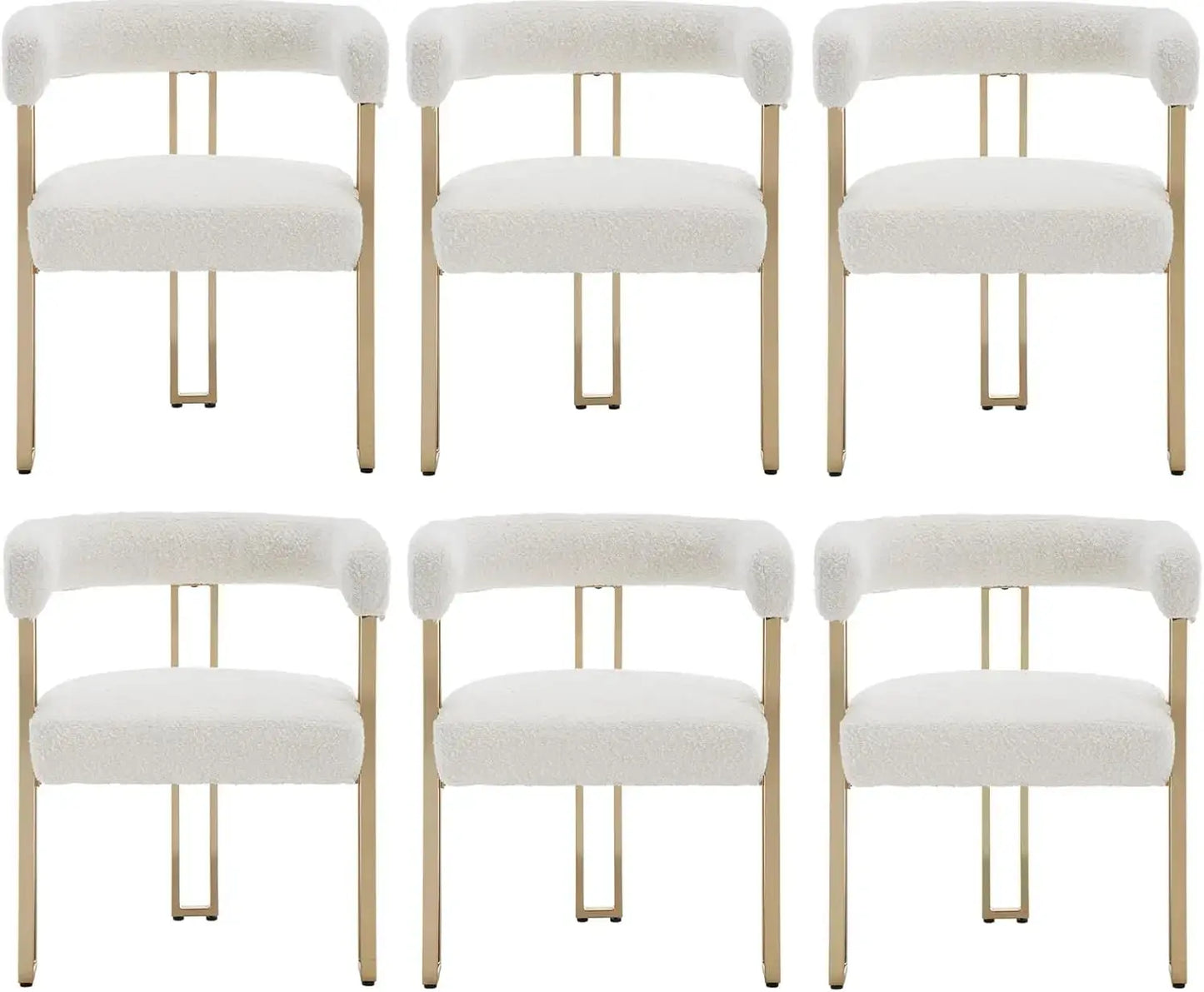 Dining Chairs Set of 4, a gold metal frame, Faux Fur Armchairs Modern Golden Metal Kitchen Chairs for Dining Room Living Room The Luxe Loft