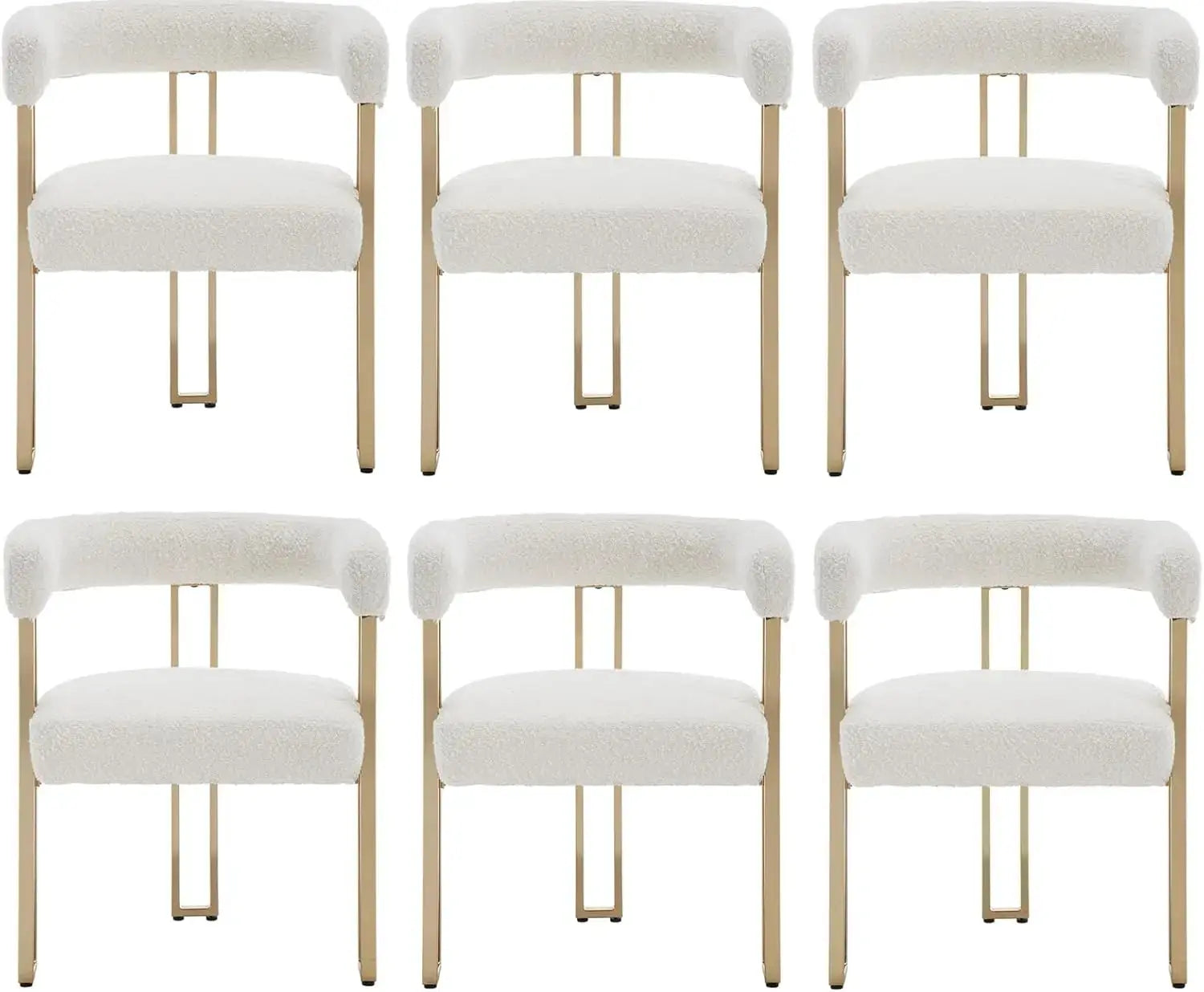 Dining Chairs Set of 4, a gold metal frame, Faux Fur Armchairs Modern Golden Metal Kitchen Chairs for Dining Room Living Room The Luxe Loft