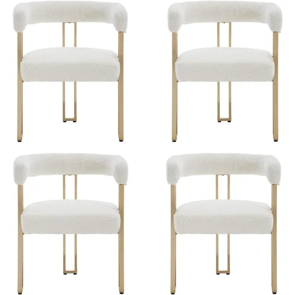 Dining Chairs Set of 4, a gold metal frame, Faux Fur Armchairs Modern Golden Metal Kitchen Chairs for Dining Room Living Room The Luxe Loft