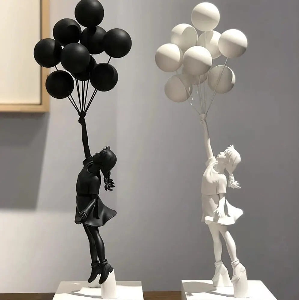 58cm Banksy Flying Balloons Girl Sculpture theluxeloft