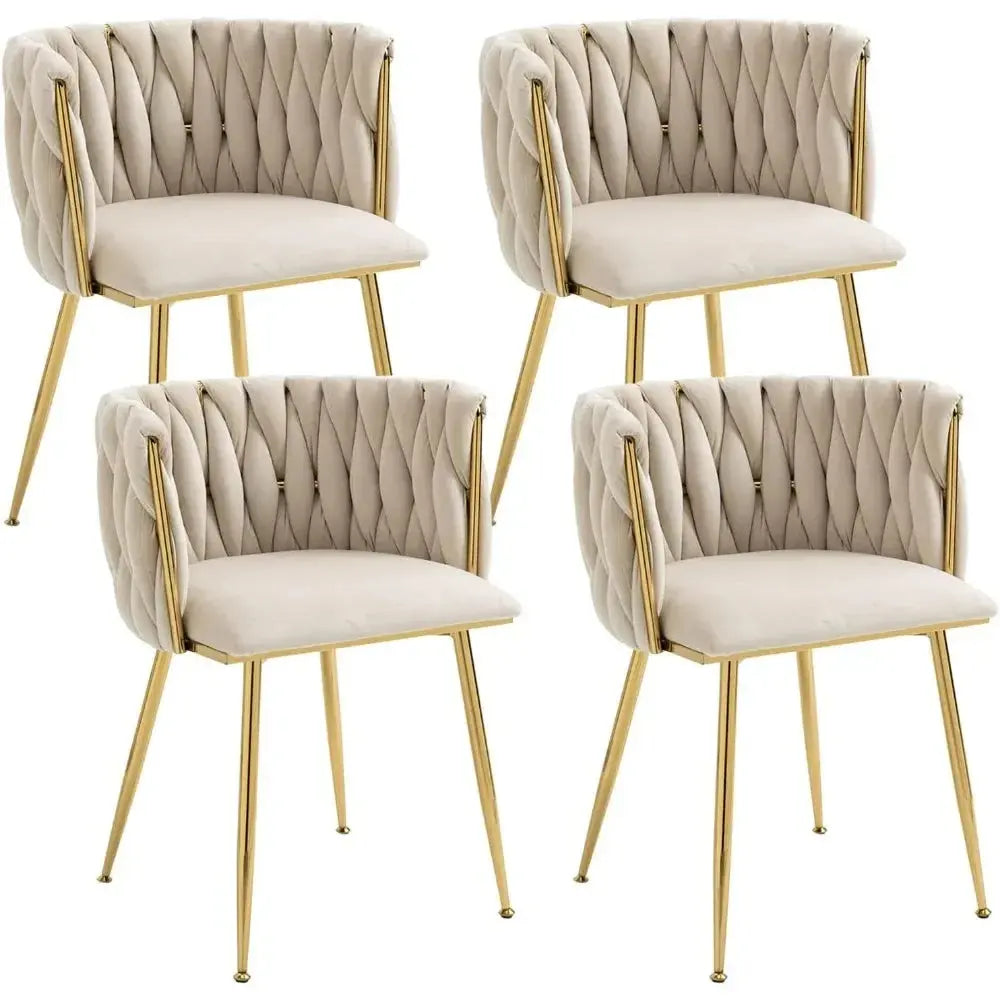 Modern Velvet Dining Chair with Gold Metal Legs, Set of 4 Luxury Tufted Dining Chairs for Living Room, Bedroom, Kitchen The Luxe Loft