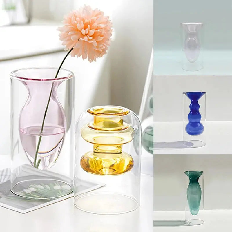 Double Layer Colored Glass Vase theluxeloft