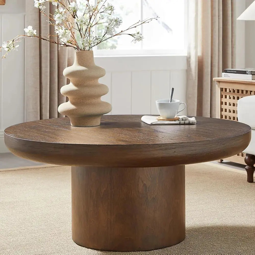 Round Wood Coffee Table The Luxe Loft