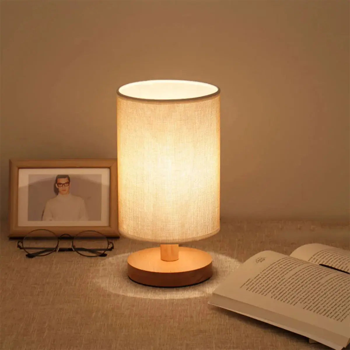 Cylinder Wooden Table Lamp theluxeloft