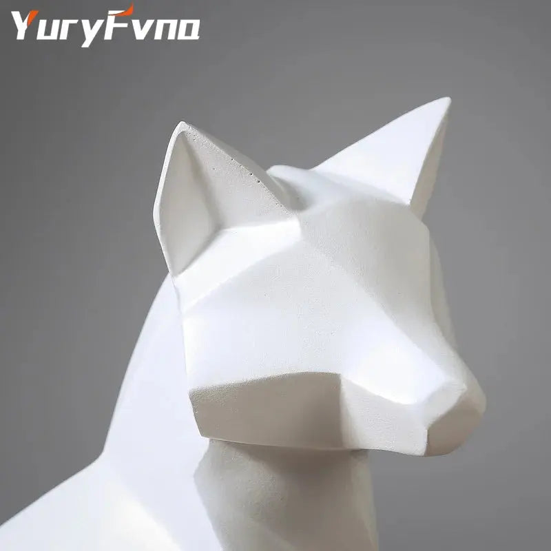 Simple White Geometric Fox Statue theluxeloft