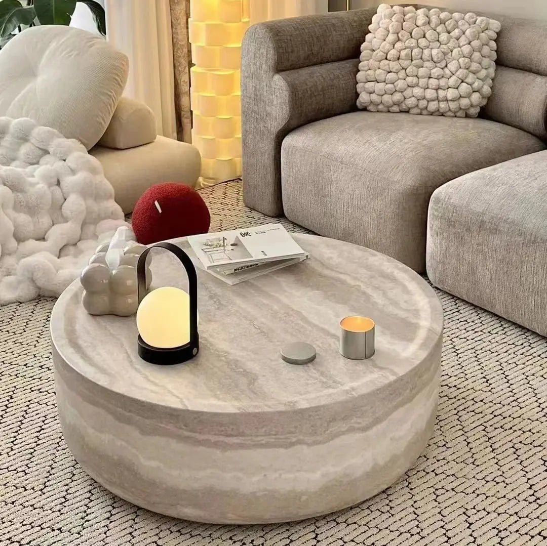 Wabi Sand wind travertine coffee table The Luxe Loft