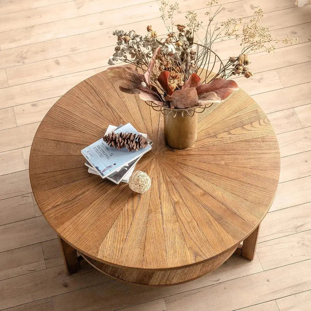 Wood Round Coffee Table The Luxe Loft